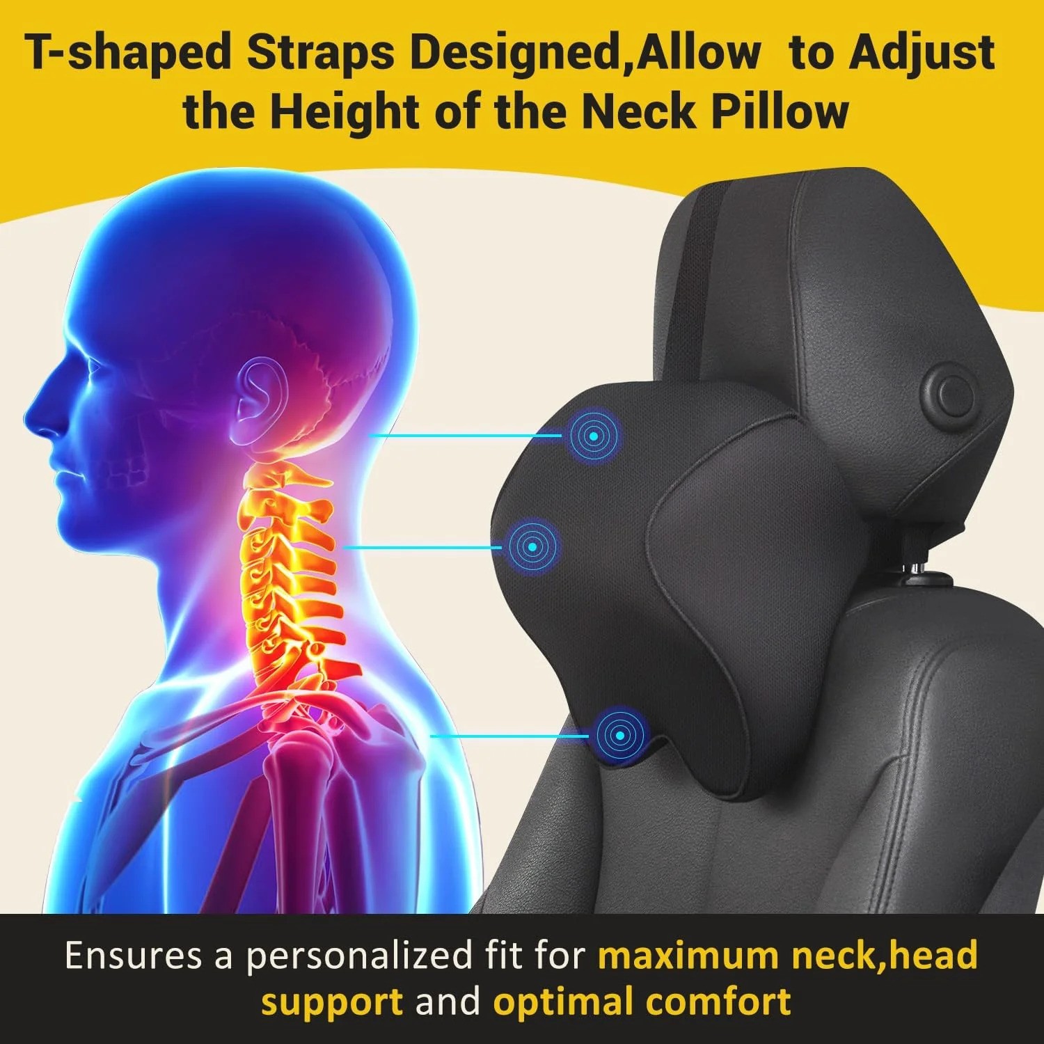 Car Neck Pillow 3D Foam Back Rest Portable Cushion